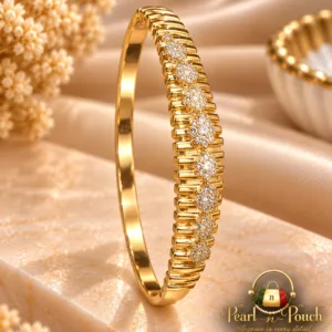 ZUPING 18 Karat Gold-Plated Zirconia Bracelet close-up showing sparkling zirconia front detailing
