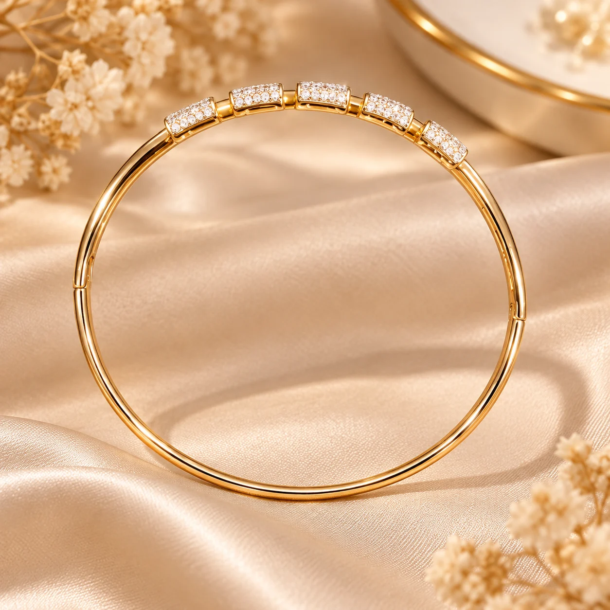ZUPING 18K Gold Plated Zirconia Diamond-Style Kada (4)
