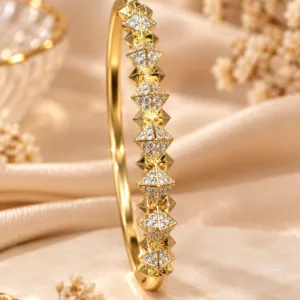 Stunning ZUPING Gold-Plated Zirconia Bracelet with Brilliant Diamond-Style Detailing