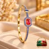 Zuping 18K Gold Plated Red Zirconia Bracelet