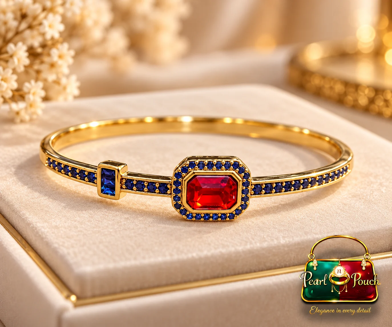 Zuping 18K Gold Plated Red Zirconia Bracelet (5)