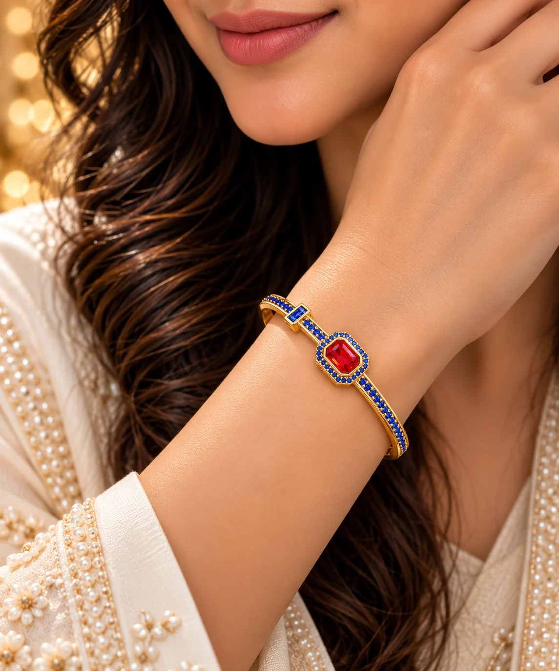 Zuping 18K Gold Plated Red Zirconia Bracelet (6)