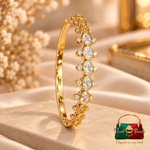 Premium 18K Gold Plated Zirconia Bracelet by Zuping with sparkling zirconia stones and a circular centre design