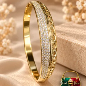 Zuping 18K Gold-Plated Zirconia Bracelet with sparkling stones and intricate decorative pattern