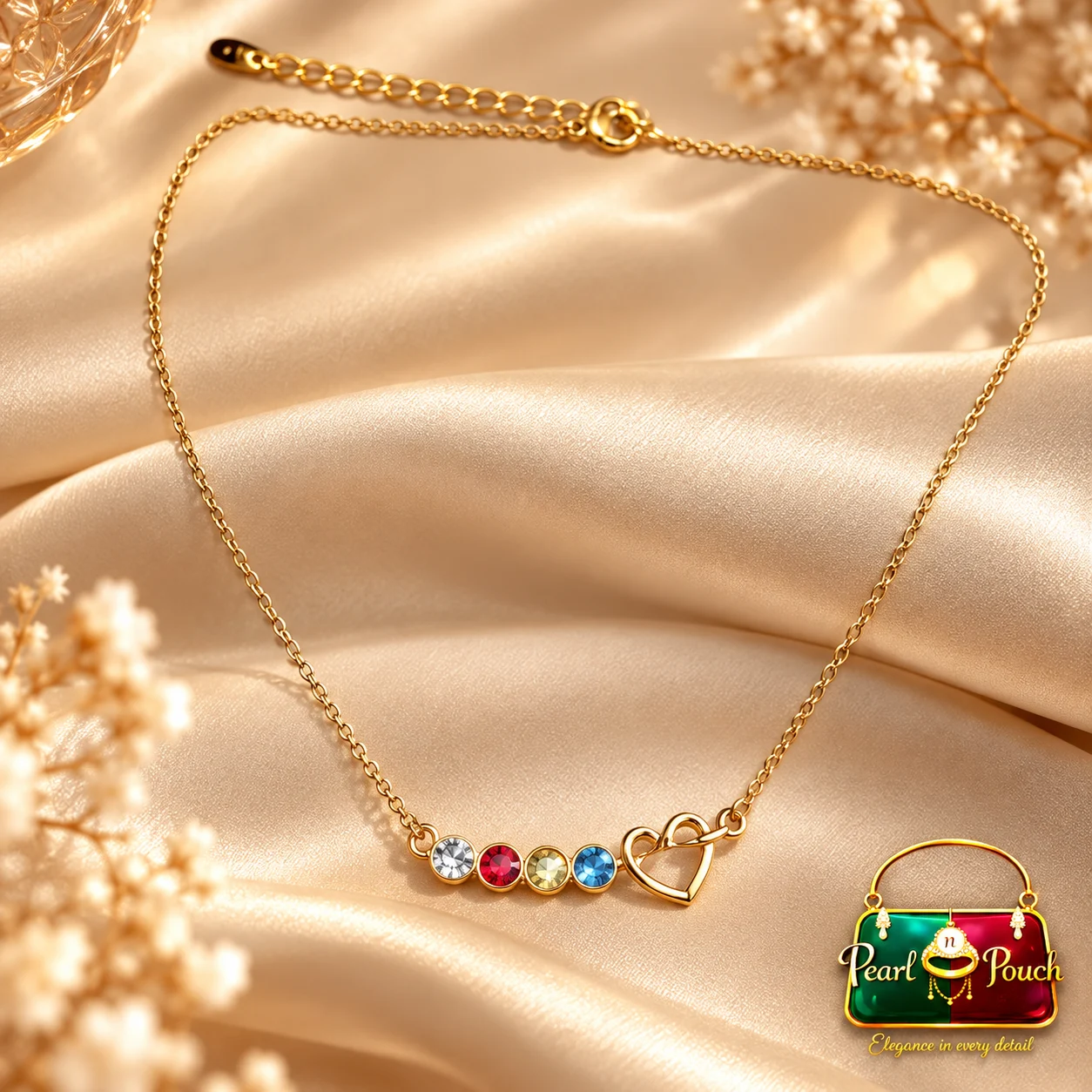Elegant 18K Gold Plated Multicolour Zirconia Heart Necklace (2)