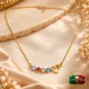 18K Gold Plated Multicolour Zirconia Heart Necklace with four colourful round stones and an infinity-inspired heart motif.