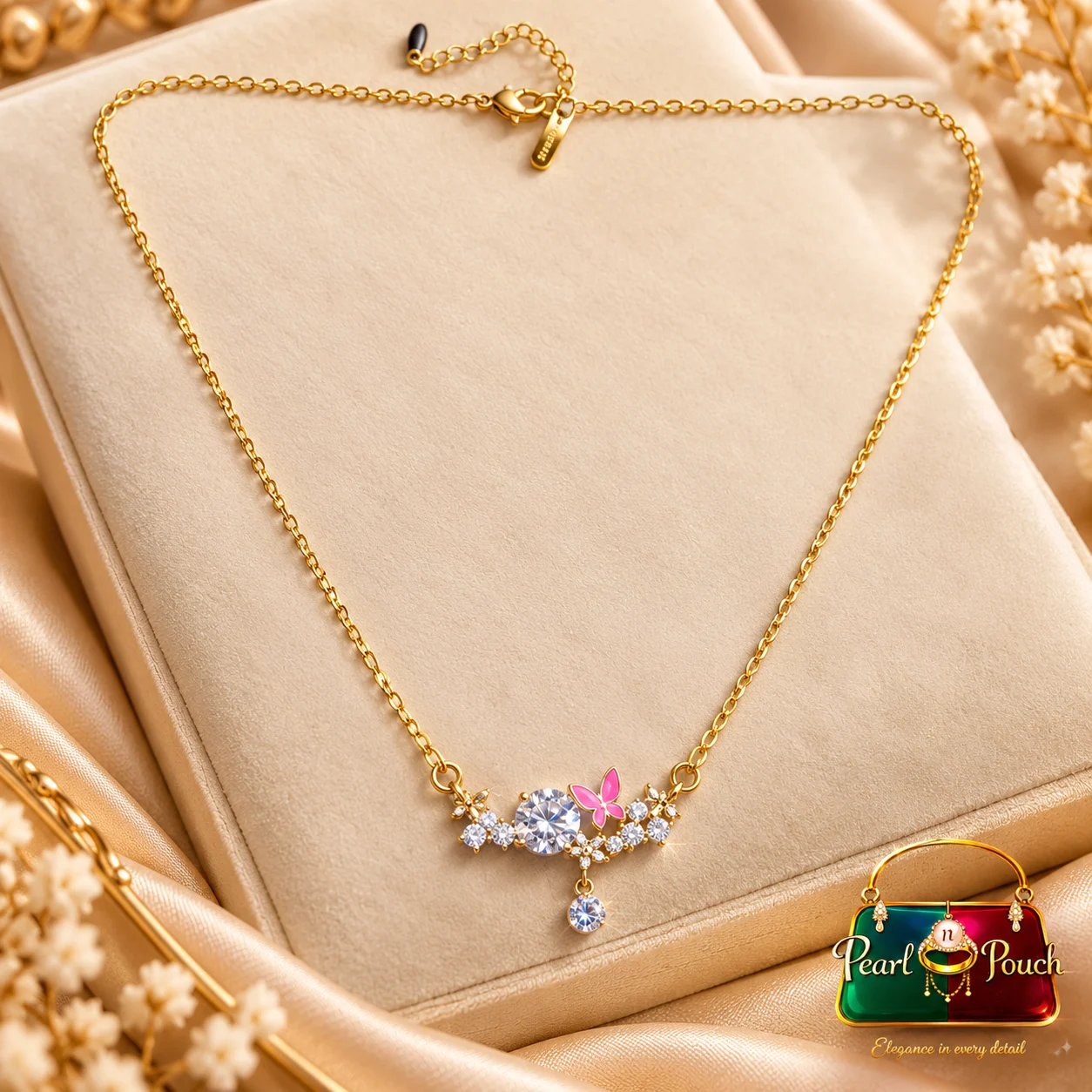 Elegant 18K Gold Plated Zirconia Butterfly Necklace (2)