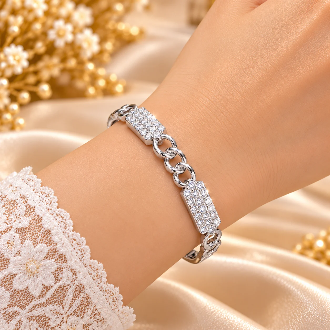 Elegant Silver-Plated Zirconia Bracelet by Zuping (3)