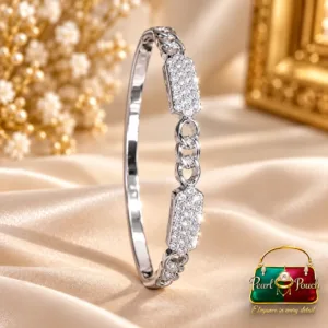 Elegant Silver-Plated Zirconia Bracelet by Zuping with sparkling zirconia stone panels and Diamond Style Craftsmanship