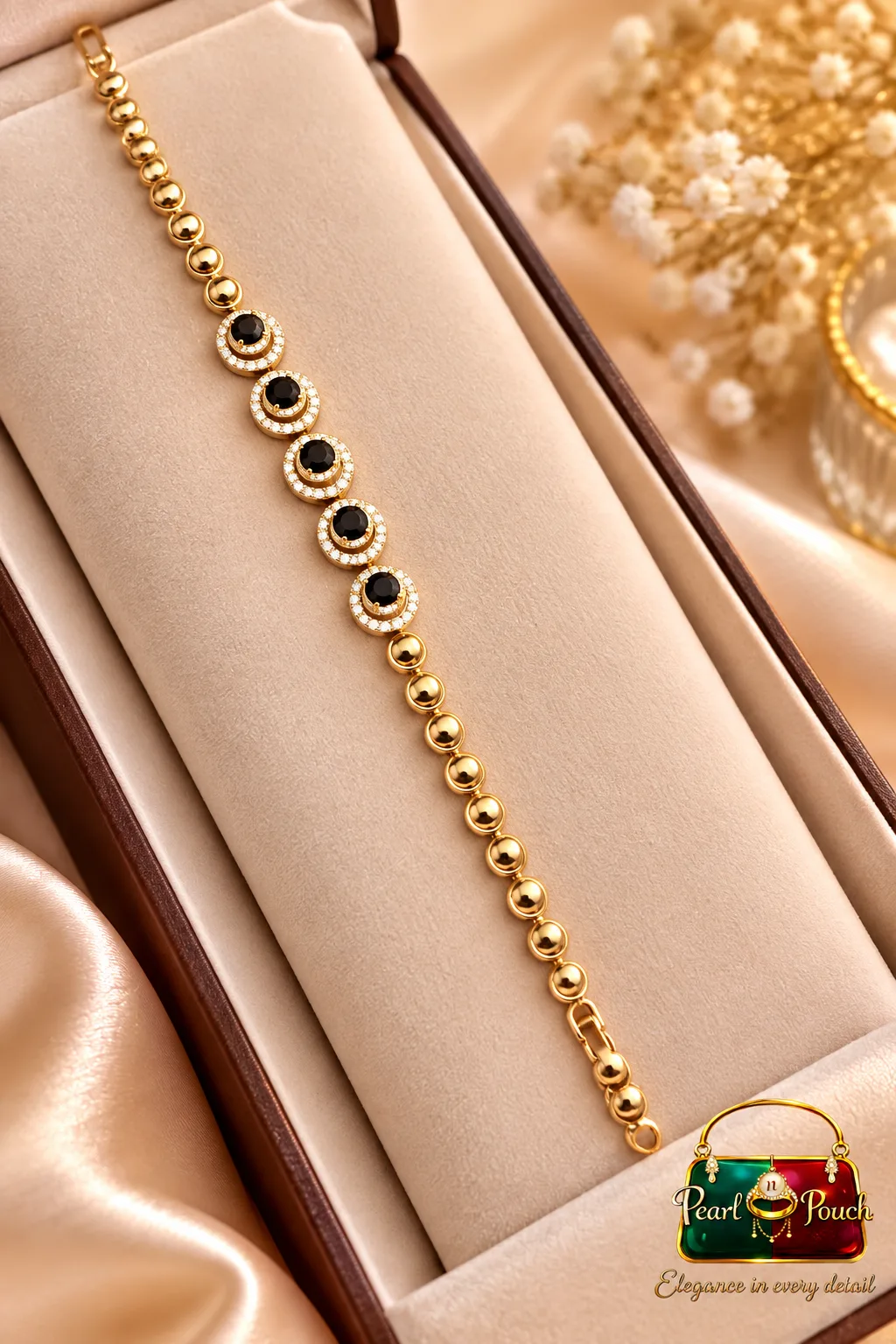 Elegant Zuping 18K Gold Plated Black Zirconia Bracelet (2)