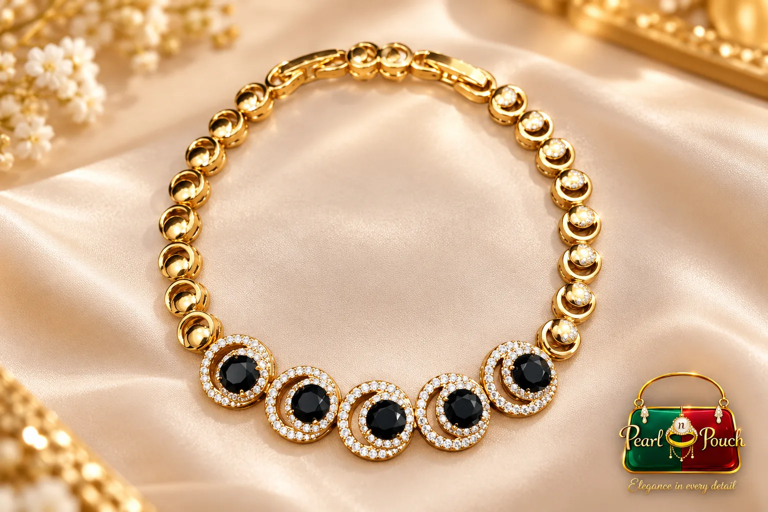 Elegant Zuping 18K Gold Plated Black Zirconia Bracelet (4)