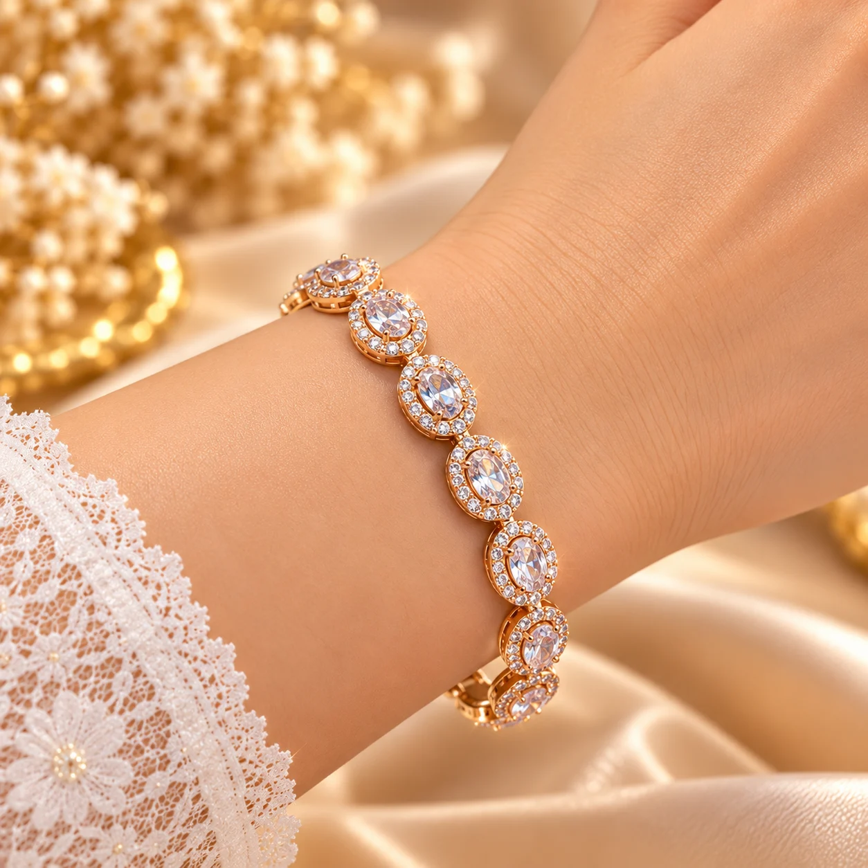 Elegant Zuping 18K Gold Plated Zirconia Bracelet (5)