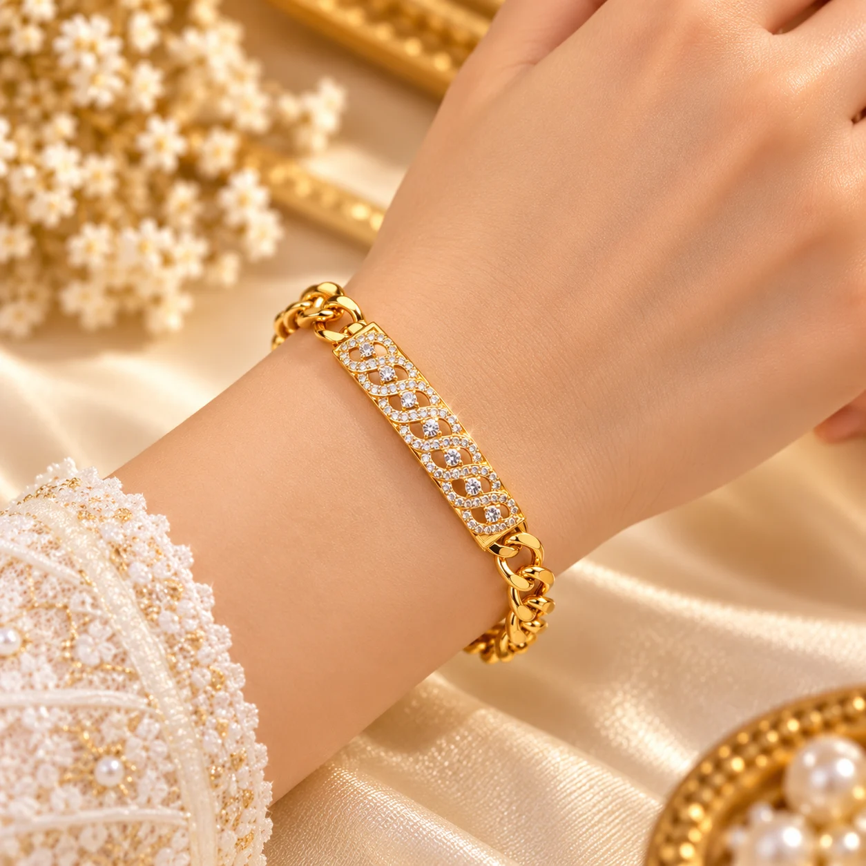 Elegant Zuping 18K Gold Plated Zirconia Bracelet (7)