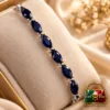 Elegant Silver-Plated Blue Stone Bracelet by Zuping with deep blue faceted stones and polished silver-plated detailing