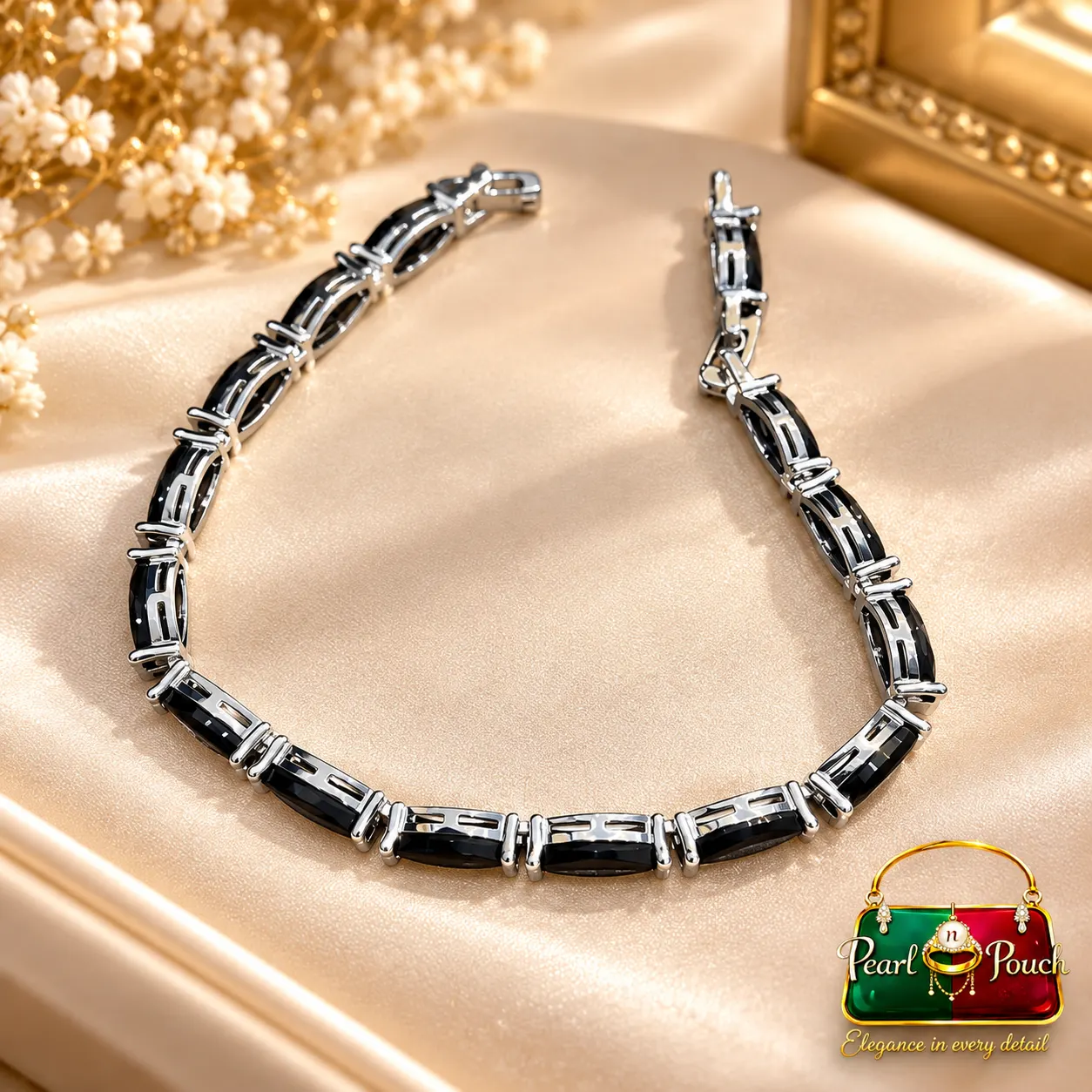 Elegant Zuping Silver-Plated Blue Stone Bracelet (3)