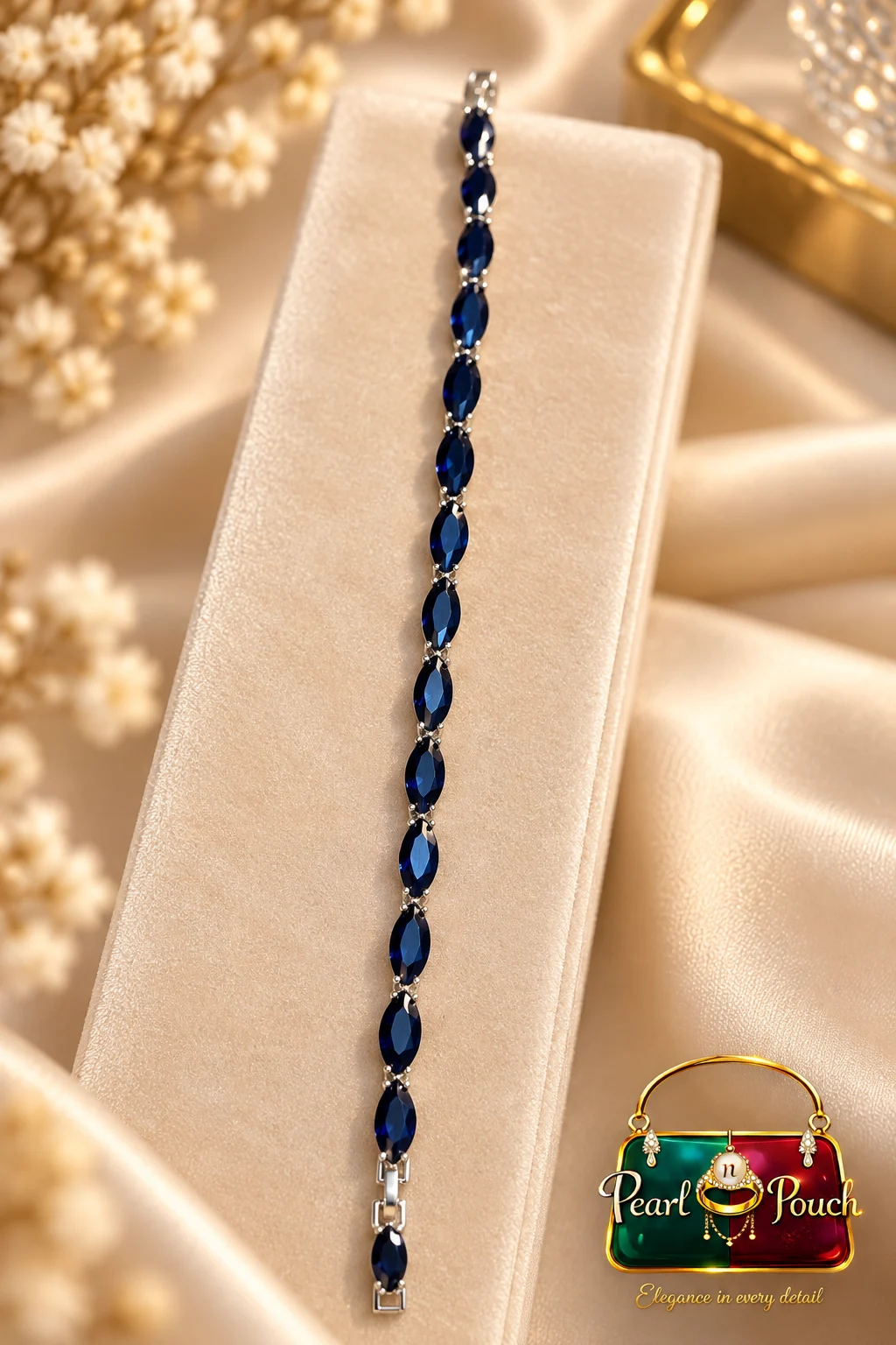 Elegant Zuping Silver-Plated Blue Stone Bracelet (6)