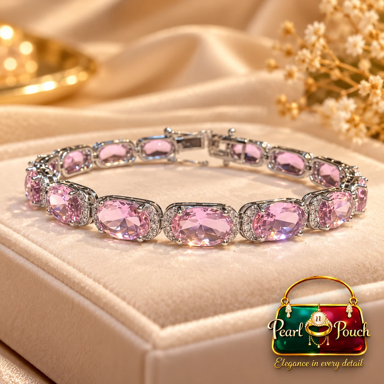 Elegant Zuping Silver-Plated Pink Zirconia Bracelet (3)