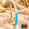 Premium 18 Karat Gold Plated Zirconia Bracelet with glossy blue enamel and sparkling zirconia stones