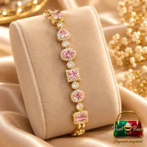 Premium 18K Gold Plated Zirconia Bracelet by Zuping with pink-toned stones