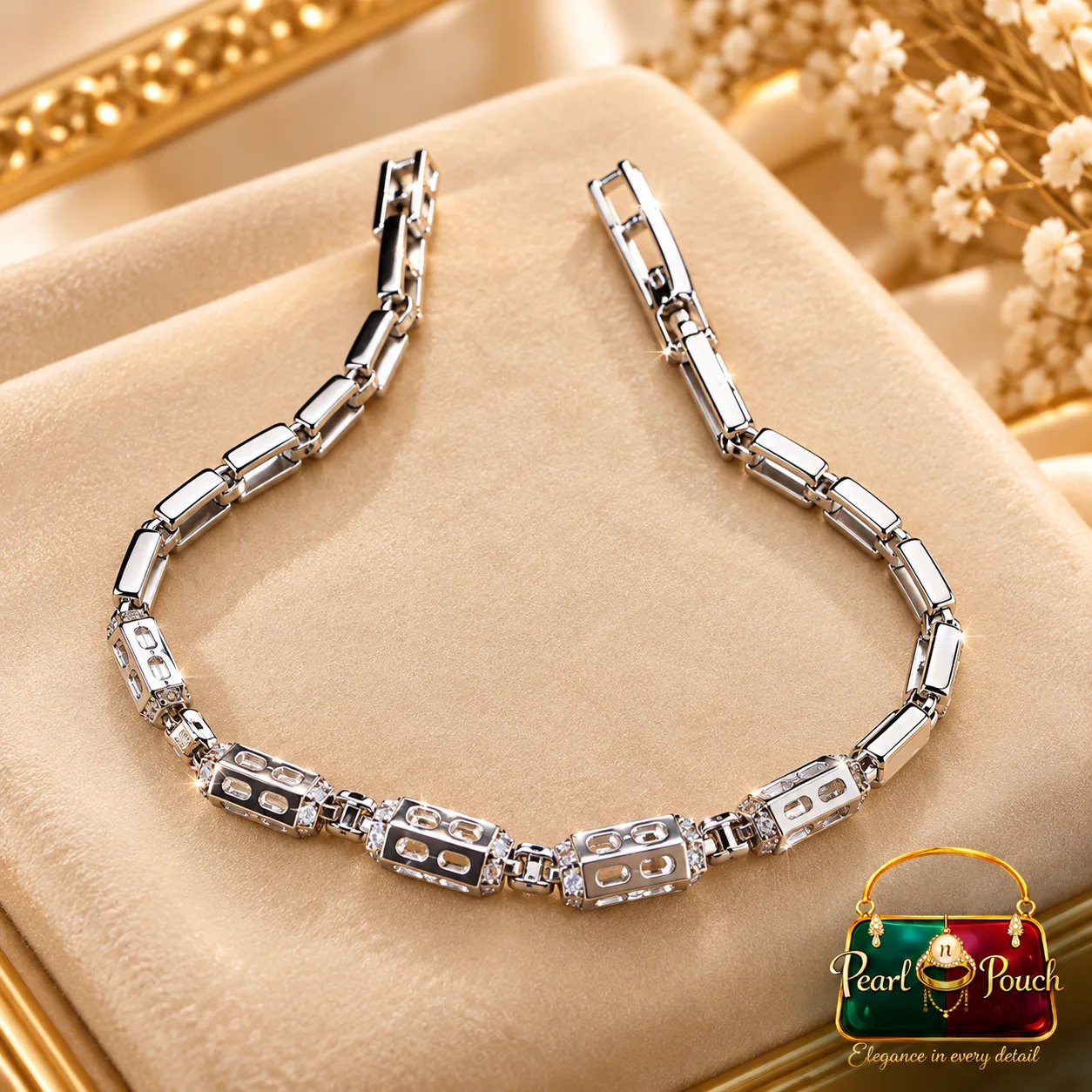 Premium Silver-Plated Zirconia Bracelet by Zuping (1)