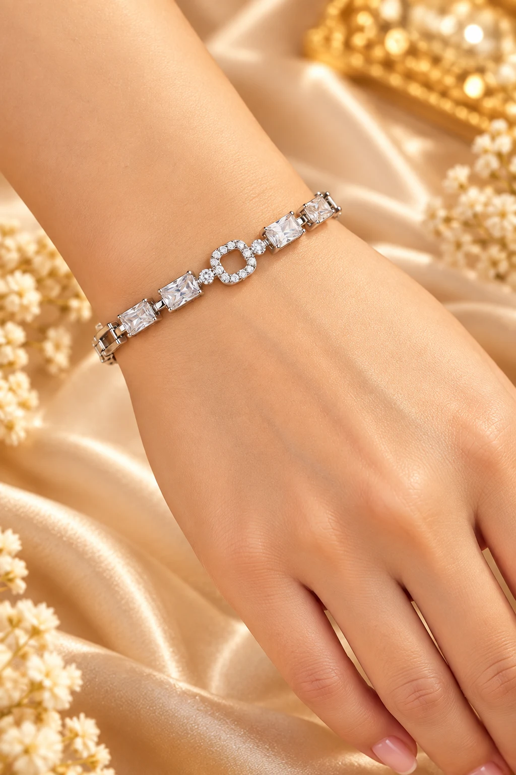 Premium Silver-Plated Zirconia Bracelet by Zuping (4)
