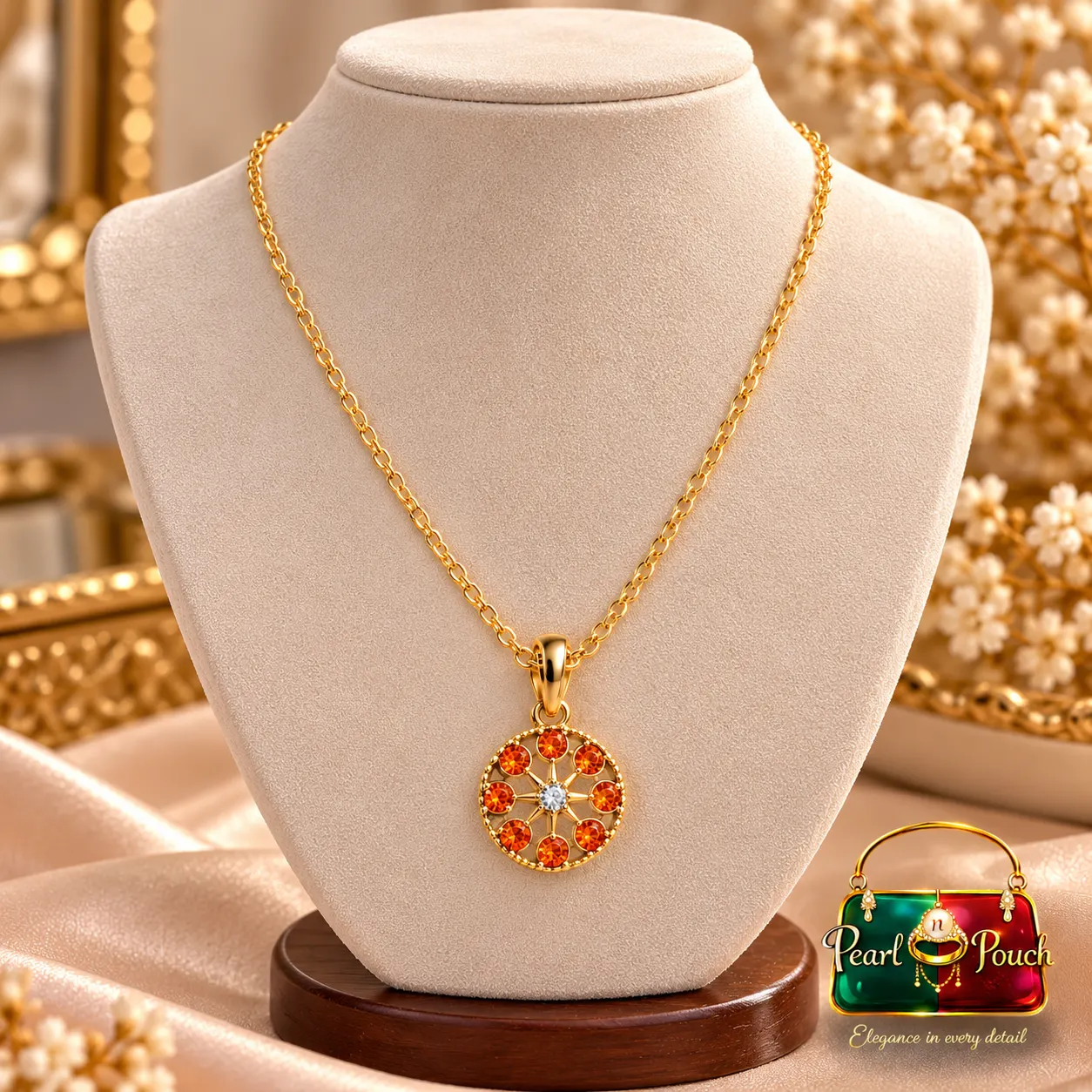 Premium ZUPING 18K Gold Plated Zirconia Round Pendant Necklace (3)