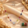 Premium Silver-Plated Zirconia Butterfly Necklace by ZUPING with multicolour stones and a 1 cm butterfly centre