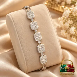 Premium Silver-Plated Zirconia Bracelet by Zuping with 55 mm adjustable fit and sparkling zirconia stone detailing.