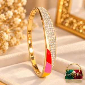 Romantic 18K Gold Plated Zirconia Bracelet Gift with colourful enamel design