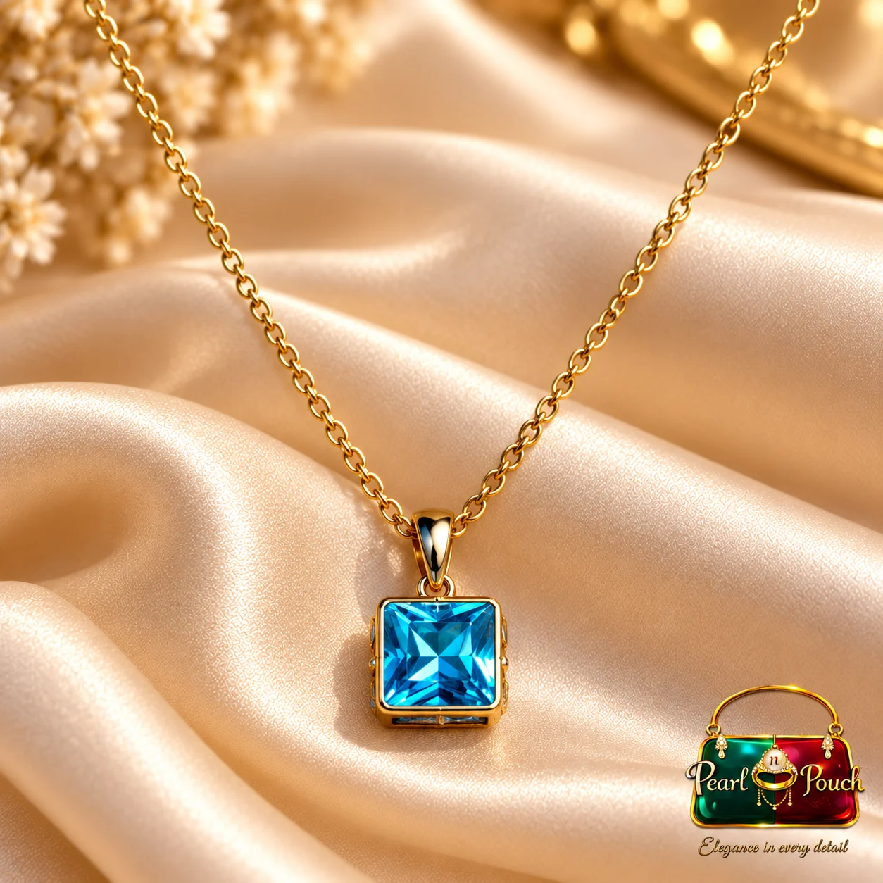 ZUPING Blue Zirconia Necklace and Earrings Set – 18K Gold Plated (3)