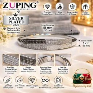 Elegant Silver-Plated Zirconia Bracelet by ZUPING with geometric pattern design