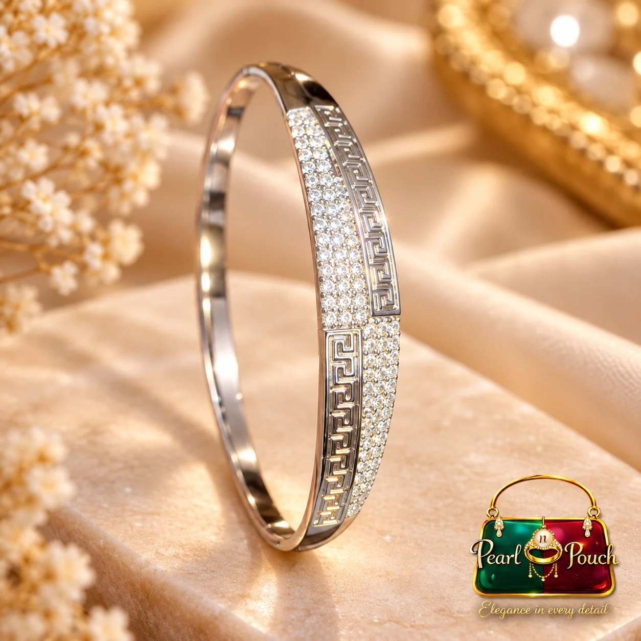 ZUPING Elegant Silver-Plated Zirconia Bracelet for Women (2) Elegant Silver-Plated Zirconia Bracelet by ZUPING with geometric pattern design