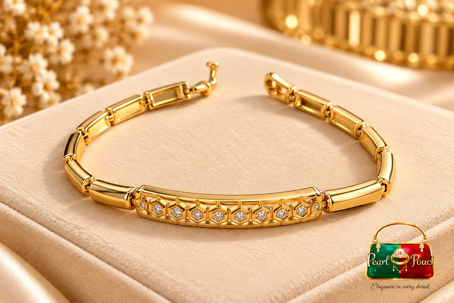 Zuping 18K Gold Plated Zirconia Bracelet with 55 mm Inner Diameter (3)