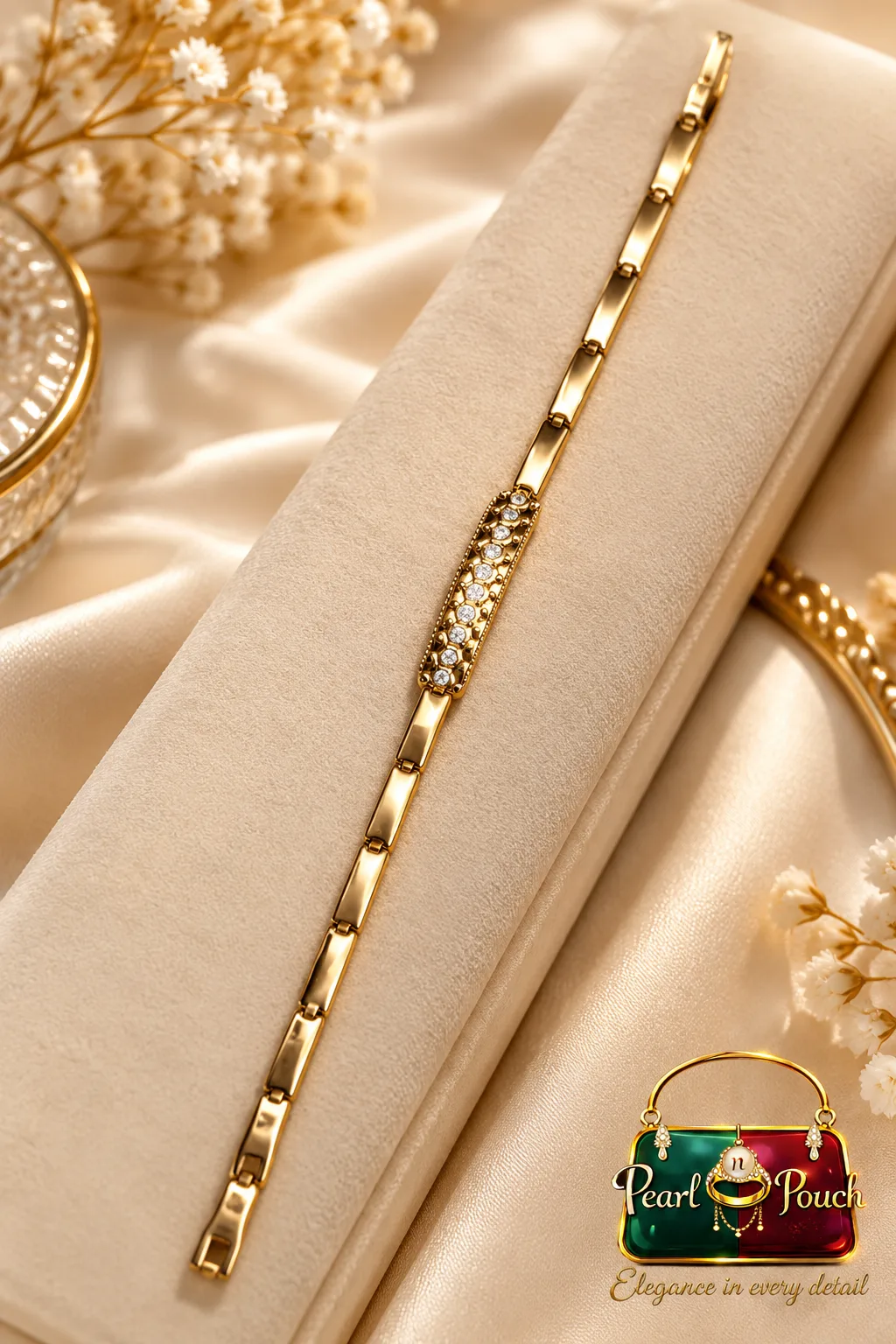 Zuping 18K Gold Plated Zirconia Bracelet with 55 mm Inner Diameter (4)