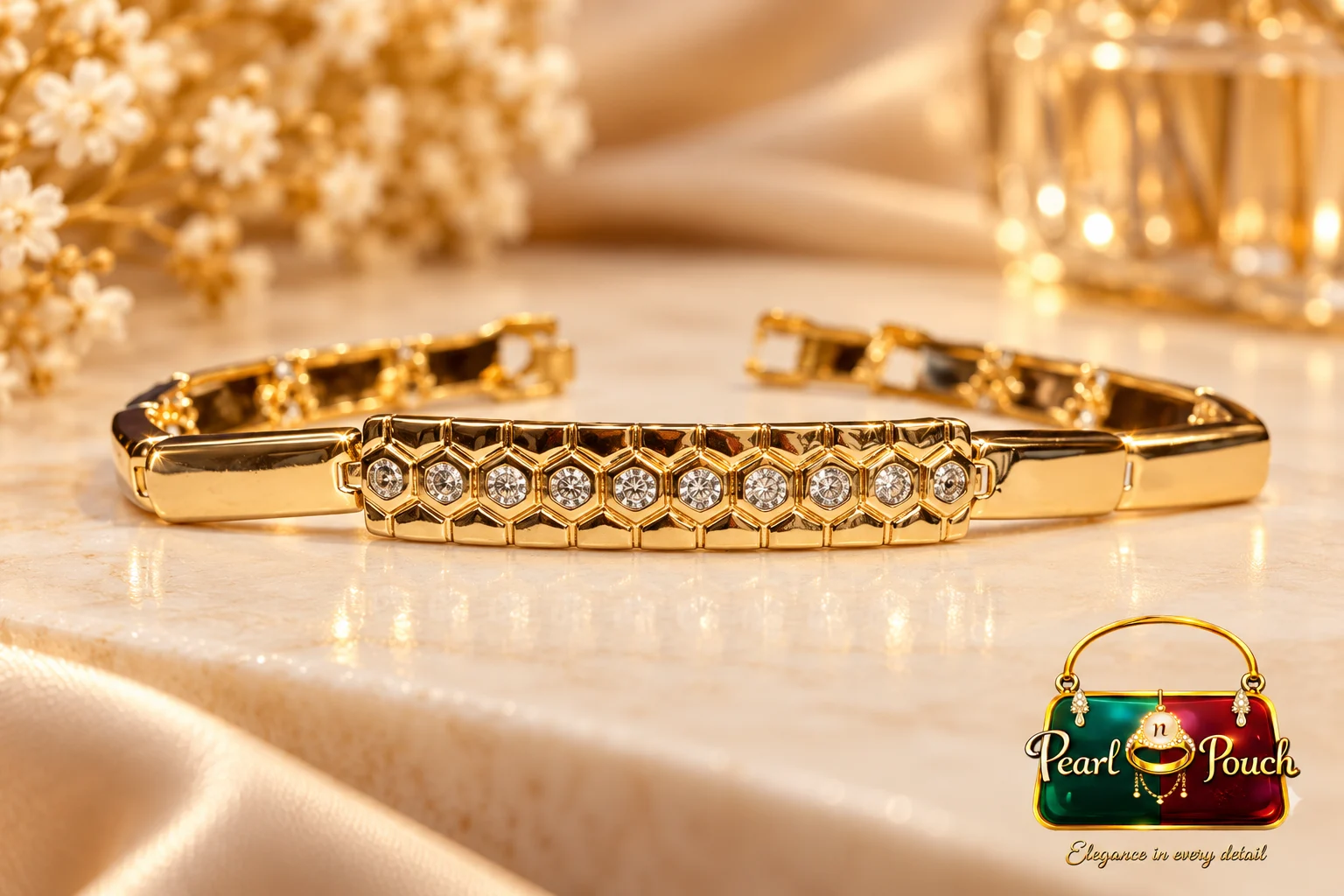 Zuping 18K Gold Plated Zirconia Bracelet with 55 mm Inner Diameter (5)