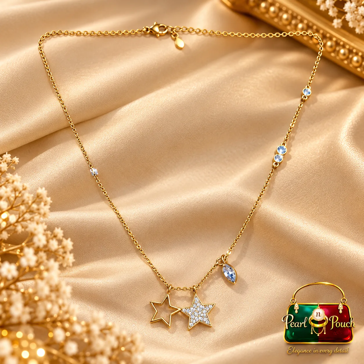 Zuping 18K Gold Plated Zirconia Star Charm Necklace (4)