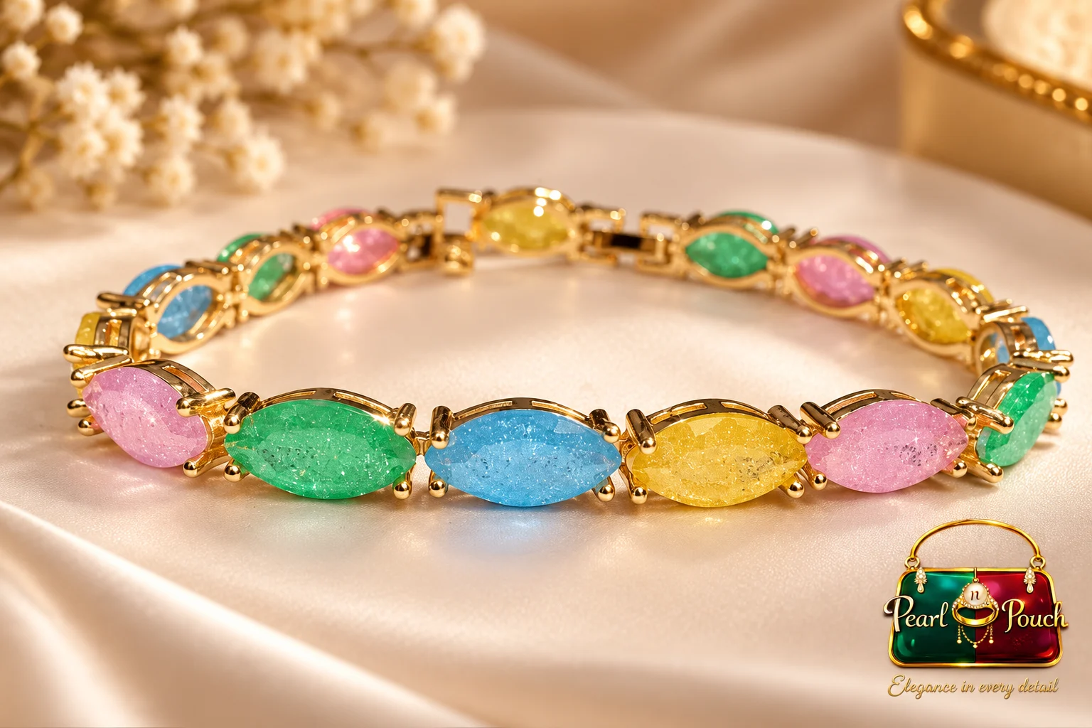 Zuping Premium 18K Gold Plated Zirconia Multicolor Bracelet 55 mm (1)
