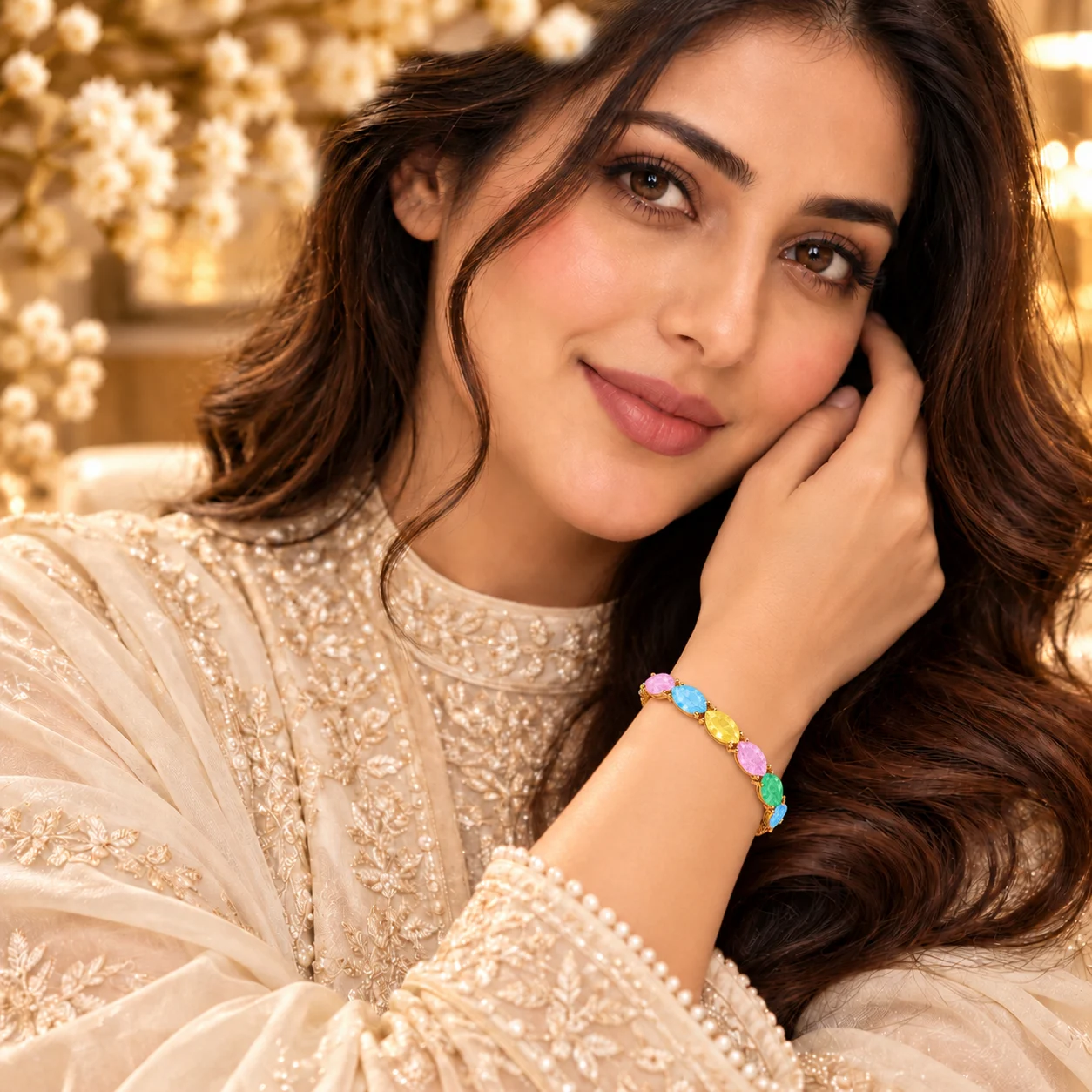 Zuping Premium 18K Gold Plated Zirconia Multicolor Bracelet 55 mm (2)