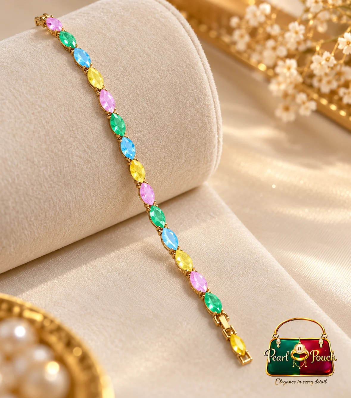 Zuping Premium 18K Gold Plated Zirconia Multicolor Bracelet 55 mm (4)